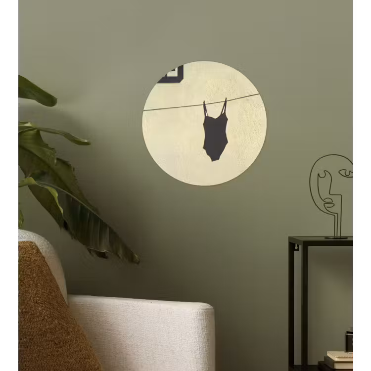 Badpak - Schaduw - Muur - Zomer - Minimalistisch Wandcirkel behangsticker klein -sfeer2