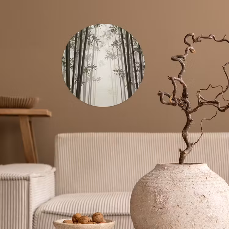 Bamboe - Bos - Mist - Natuur Wandcirkel behangsticker klein -sfeer1