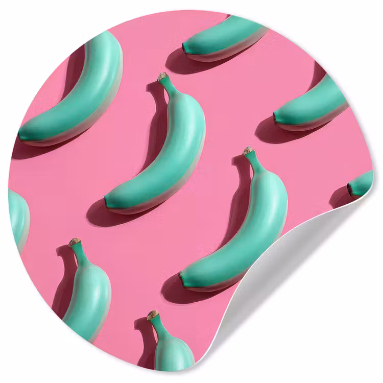 Bananen - Patroon - Blauw - Roze Wandcirkel behangsticker klein -3d