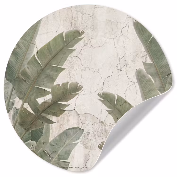 Bananenbladeren - Beton - Groen Wandcirkel behangsticker klein -3d