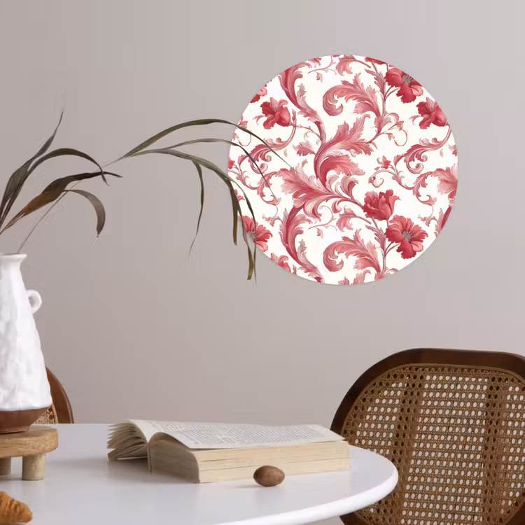 Barok - Patroon - Rood Wandcirkel behangsticker klein 186 -sfeer3