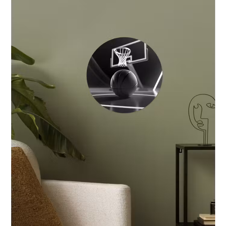Basketbal - Basketbalveld - Lichtlijnen Wandcirkel behangsticker klein -sfeer2