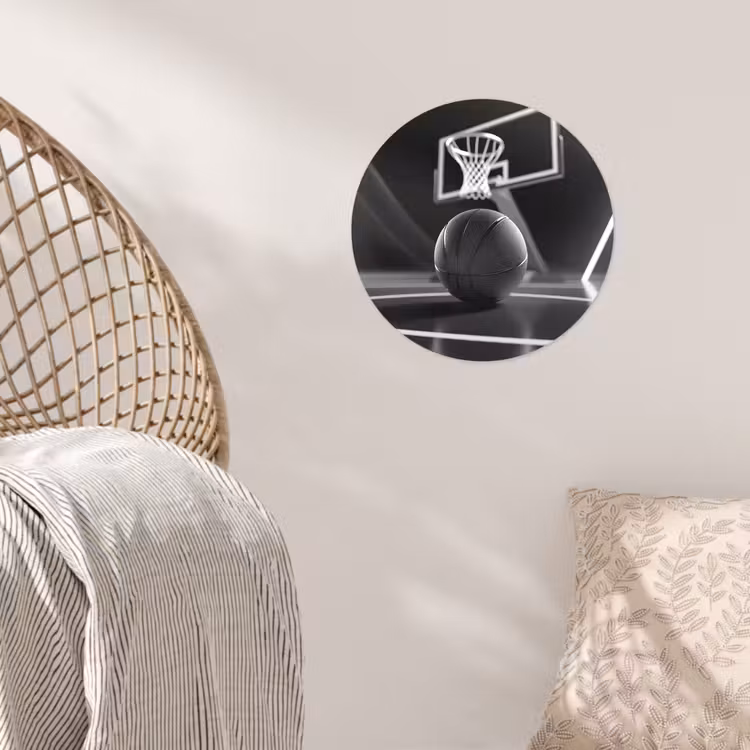 Basketbal - Basketbalveld - Lichtlijnen Wandcirkel behangsticker klein -sfeer4