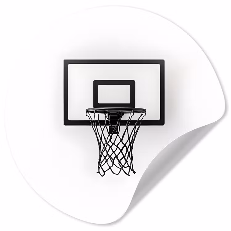 Basketbalbord - Minimalistisch - Zwart Wandcirkel behangsticker klein -3d