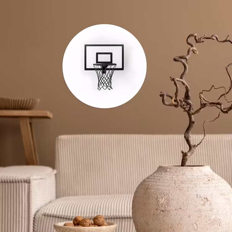 Basketbalbord - Minimalistisch - Zwart Wandcirkel behangsticker klein -sfeer1