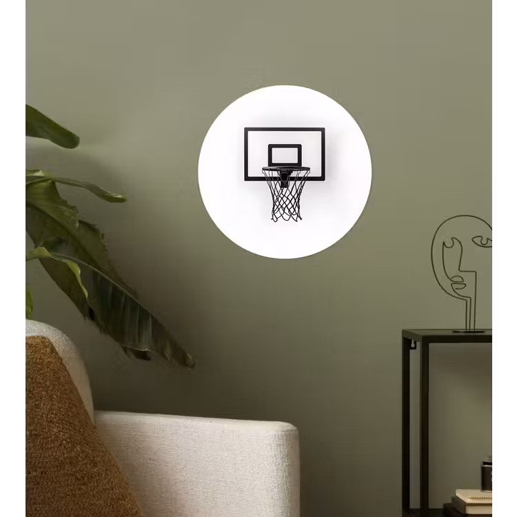 Basketbalbord - Minimalistisch - Zwart Wandcirkel behangsticker klein -sfeer2