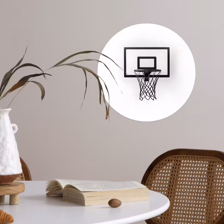 Basketbalbord - Minimalistisch - Zwart Wandcirkel behangsticker klein -sfeer3