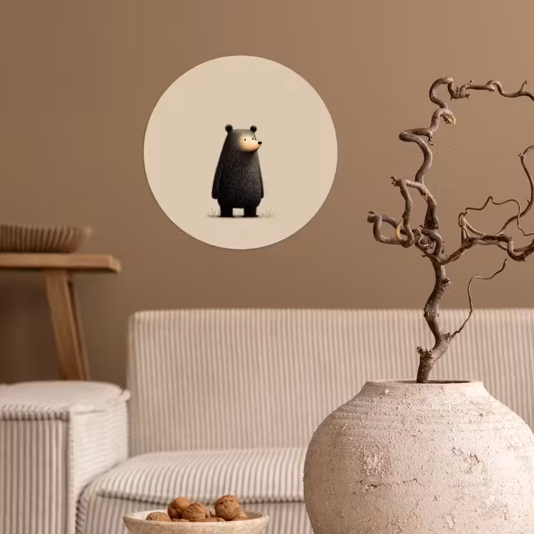 Beer - Donkerbruin - Minimalistisch Wandcirkel behangsticker klein -sfeer1
