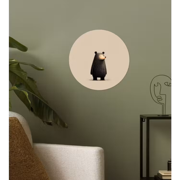 Beer - Donkerbruin - Minimalistisch Wandcirkel behangsticker klein -sfeer2