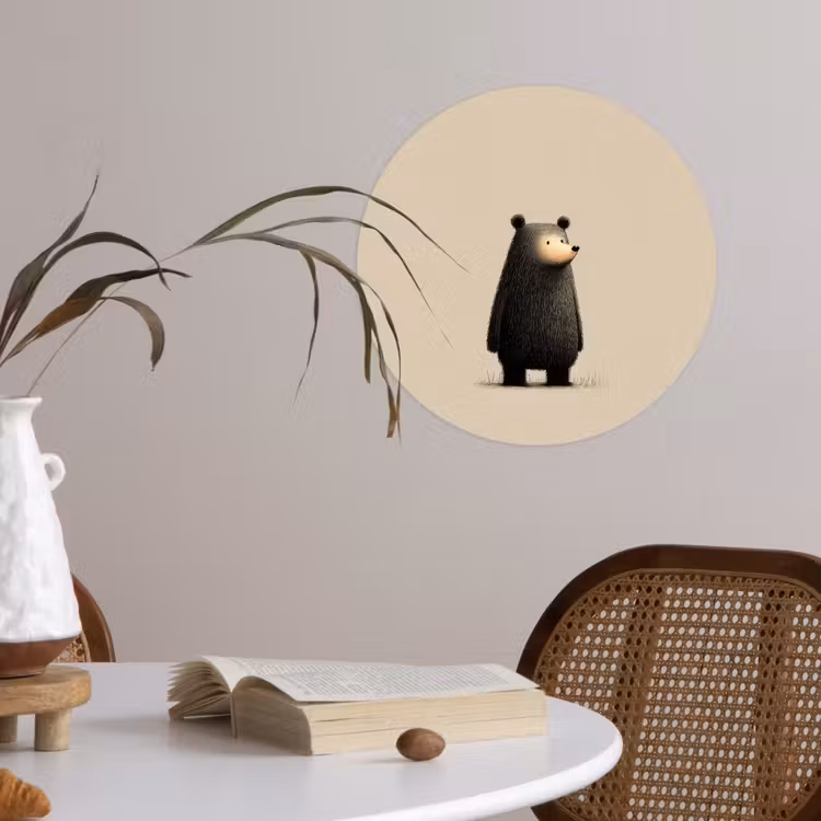 Beer - Donkerbruin - Minimalistisch Wandcirkel behangsticker klein -sfeer3