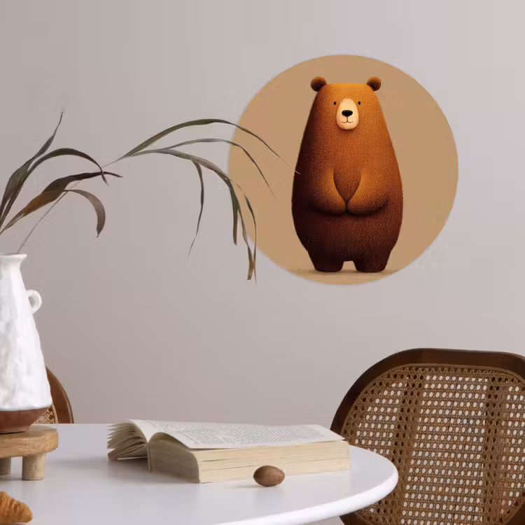 Beer - Minimalistisch - Bruin Wandcirkel behangsticker klein -sfeer3