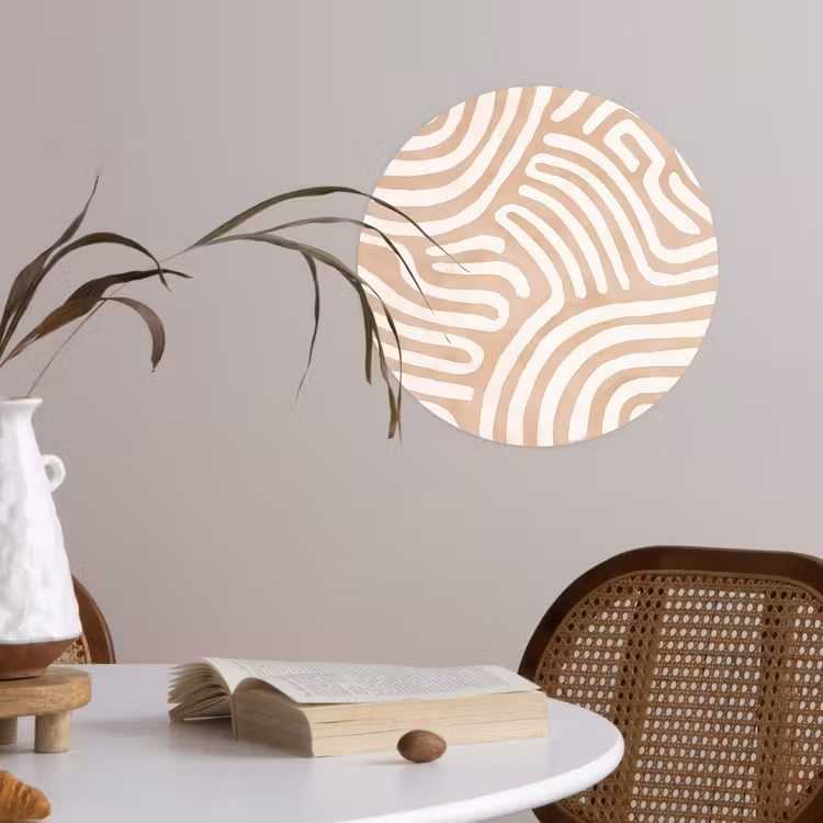 Beige - Aardspatroon Wandcirkel behangsticker klein -sfeer3