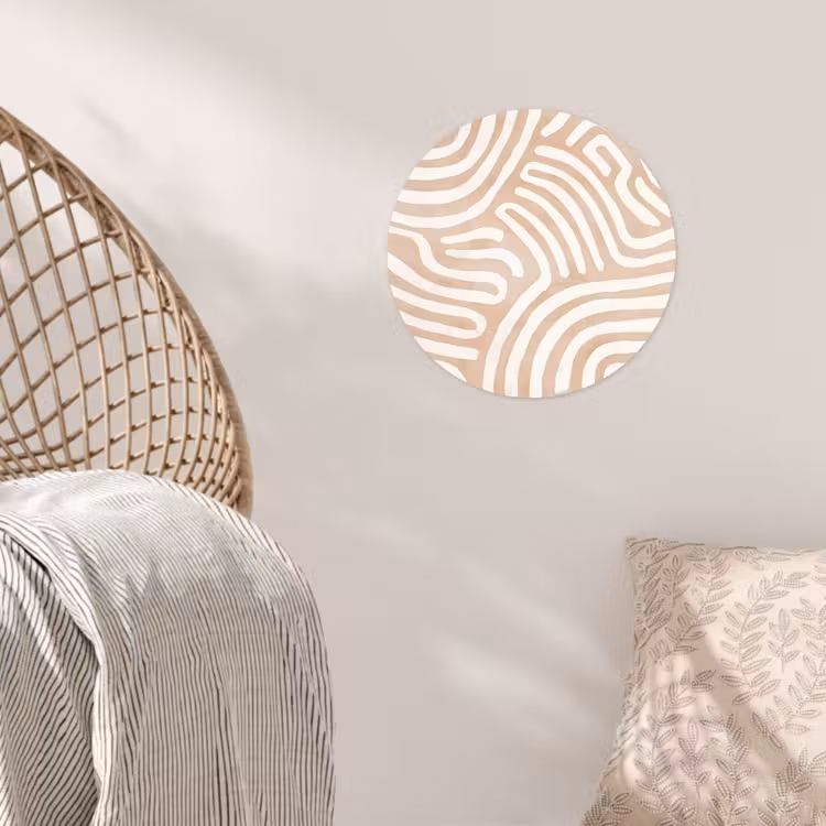 Beige - Aardspatroon Wandcirkel behangsticker klein -sfeer4