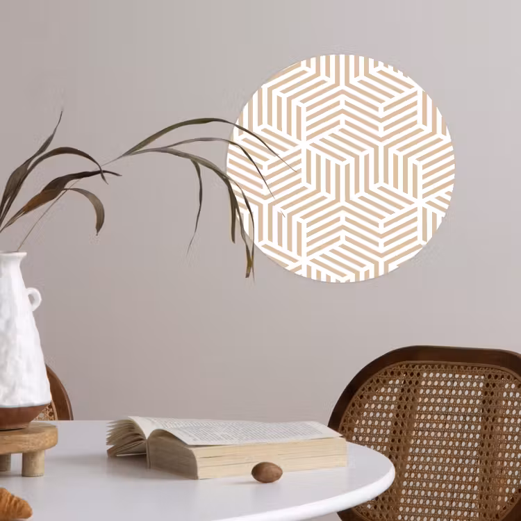 Beige - Geometrie - Patronen - Abstract Wandcirkel behangsticker klein 186 -sfeer3