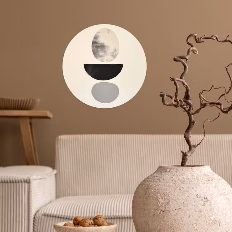 Beige - Japandi - Wabi sabi Wandcirkel behangsticker klein -sfeer1