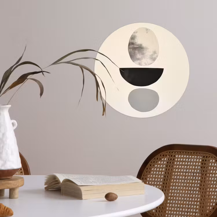Beige - Japandi - Wabi sabi Wandcirkel behangsticker klein -sfeer3