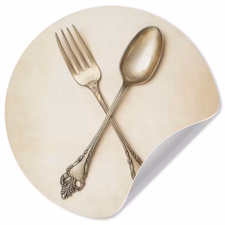 Beige - Vintage - Bestek Wandcirkel behangsticker klein -3d
