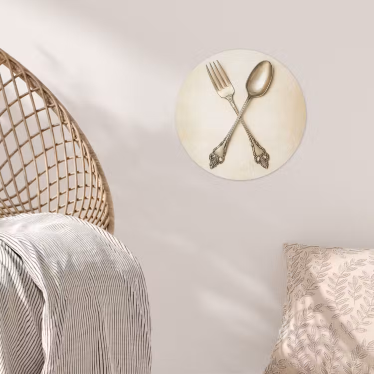 Beige - Vintage - Bestek Wandcirkel behangsticker klein -sfeer4