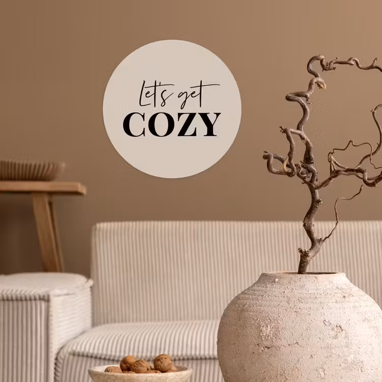 Beige - Winter - Quote - Cozy Wandcirkel behangsticker klein -sfeer1