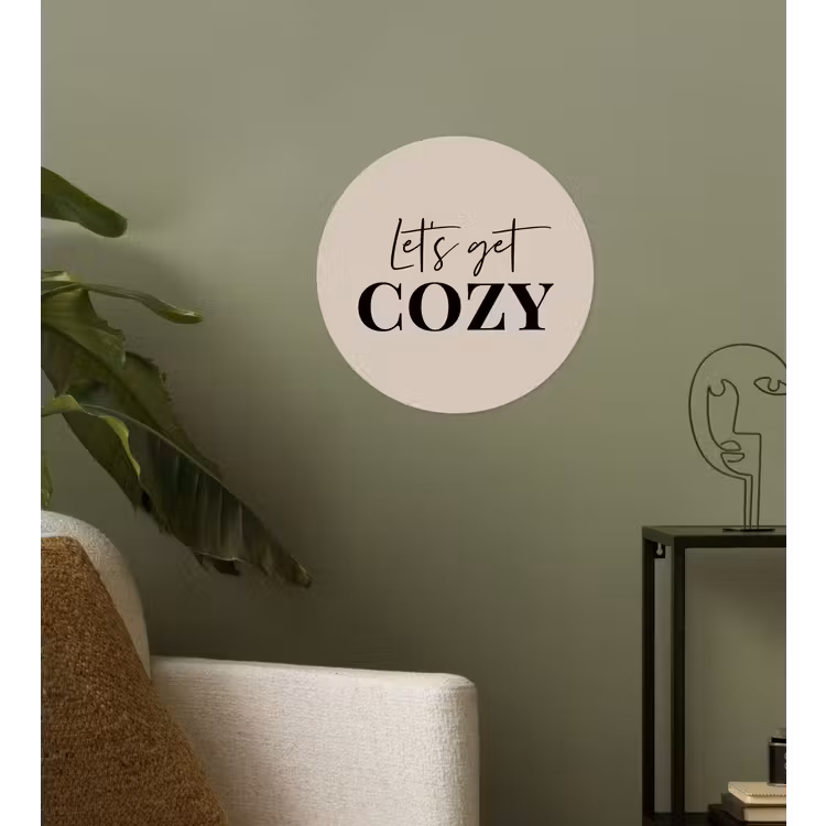 Beige - Winter - Quote - Cozy Wandcirkel behangsticker klein -sfeer2
