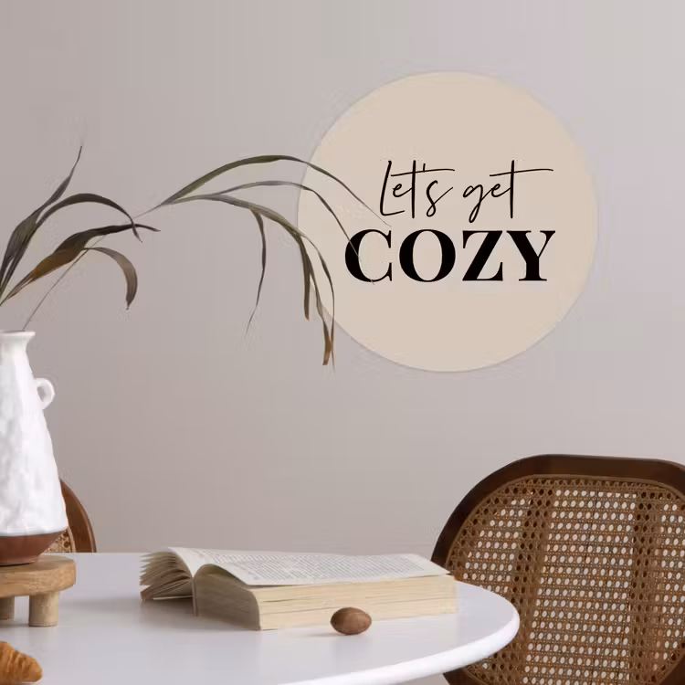 Beige - Winter - Quote - Cozy Wandcirkel behangsticker klein -sfeer3