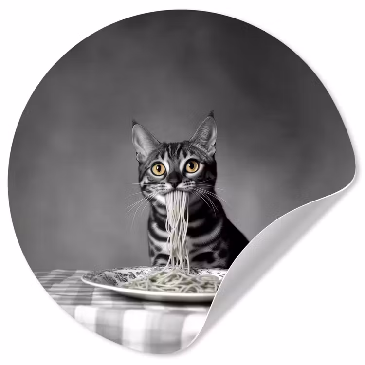 Bengaal - Kat - Tafelkleed - Zwart - Wit - Dier Wandcirkel behangsticker klein -3d