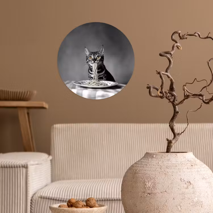 Bengaal - Kat - Tafelkleed - Zwart - Wit - Dier Wandcirkel behangsticker klein -sfeer1