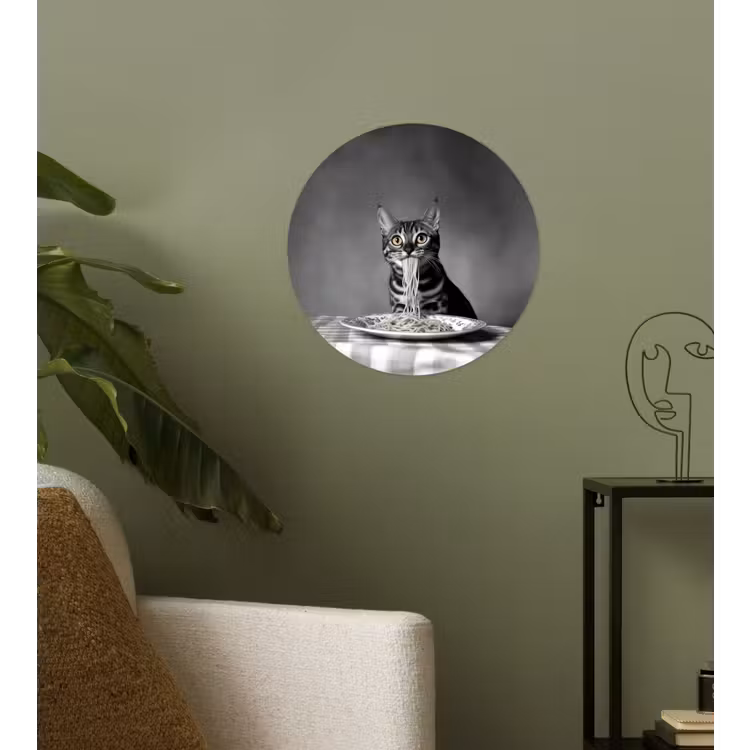 Bengaal - Kat - Tafelkleed - Zwart - Wit - Dier Wandcirkel behangsticker klein -sfeer2