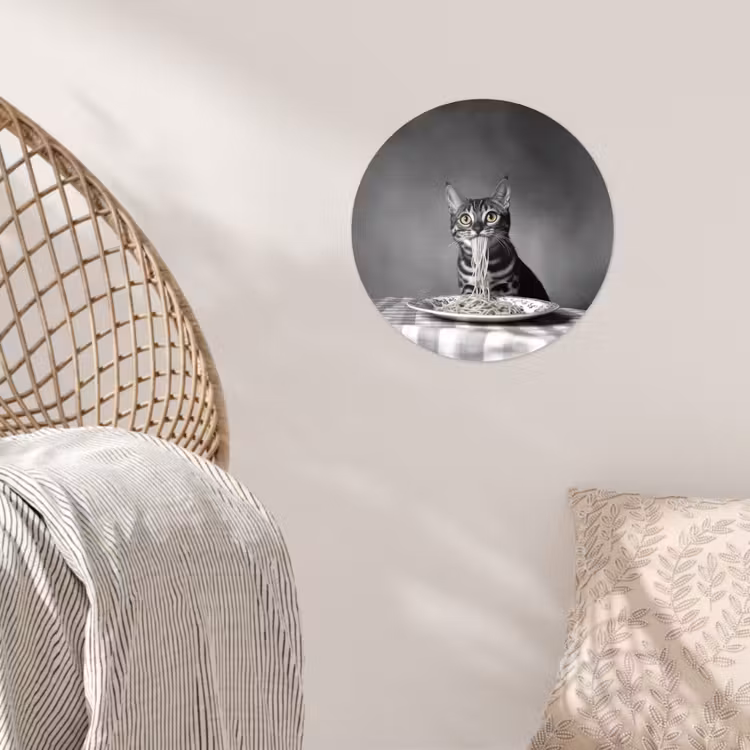 Bengaal - Kat - Tafelkleed - Zwart - Wit - Dier Wandcirkel behangsticker klein -sfeer4