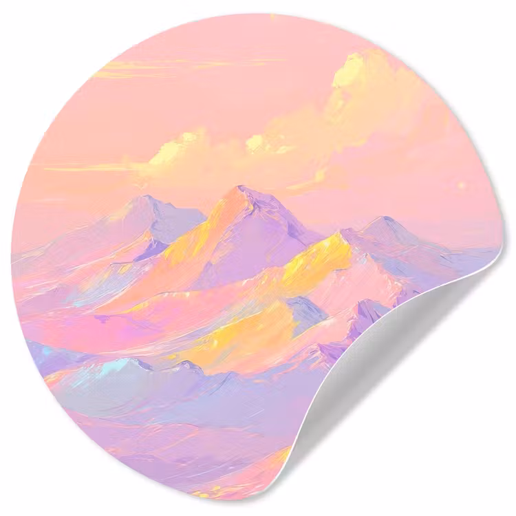 Bergtoppen - Wolken - Dromerig Wandcirkel behangsticker klein -3d