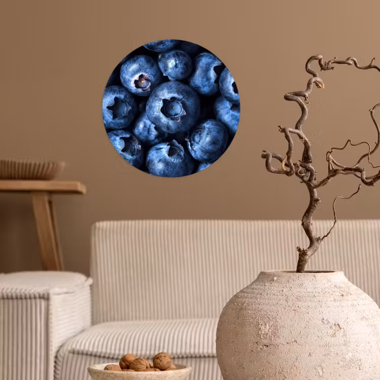 Bessen - Blauw - Fruit Wandcirkel behangsticker klein -sfeer1