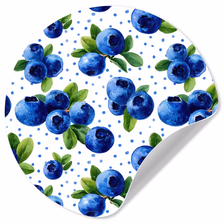 Bessen - Patroon - Blauw Wandcirkel behangsticker klein 186 -3d