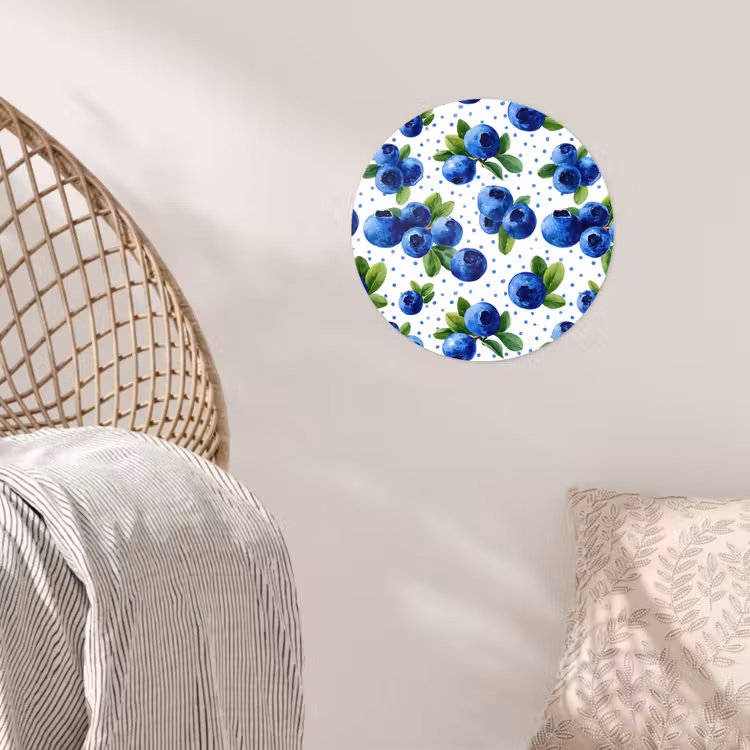 Bessen - Patroon - Blauw Wandcirkel behangsticker klein 186 -sfeer4