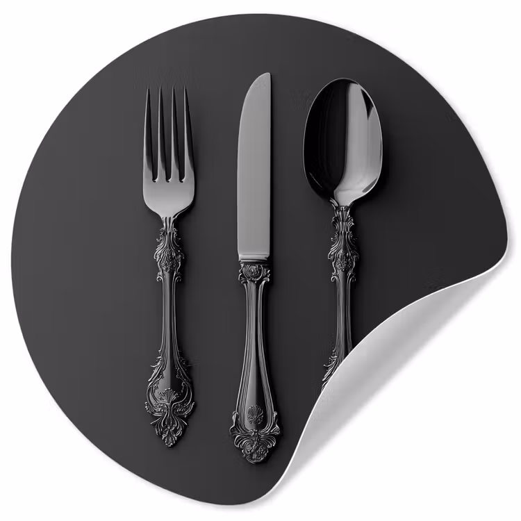 Bestek - Zwart Wandcirkel behangsticker klein -3d