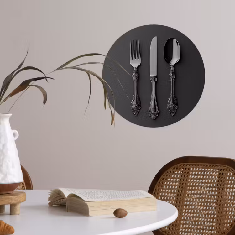 Bestek - Zwart Wandcirkel behangsticker klein -sfeer3