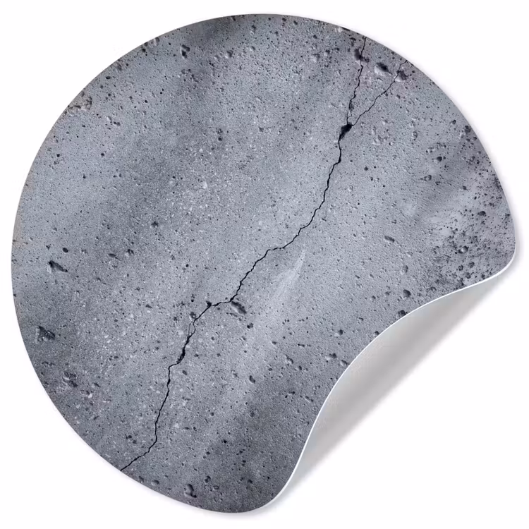 Beton - Grijs - Scheur Wandcirkel behangsticker klein -3d