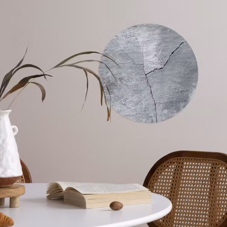 Beton - Grijs - Scheur Wandcirkel behangsticker klein -sfeer3