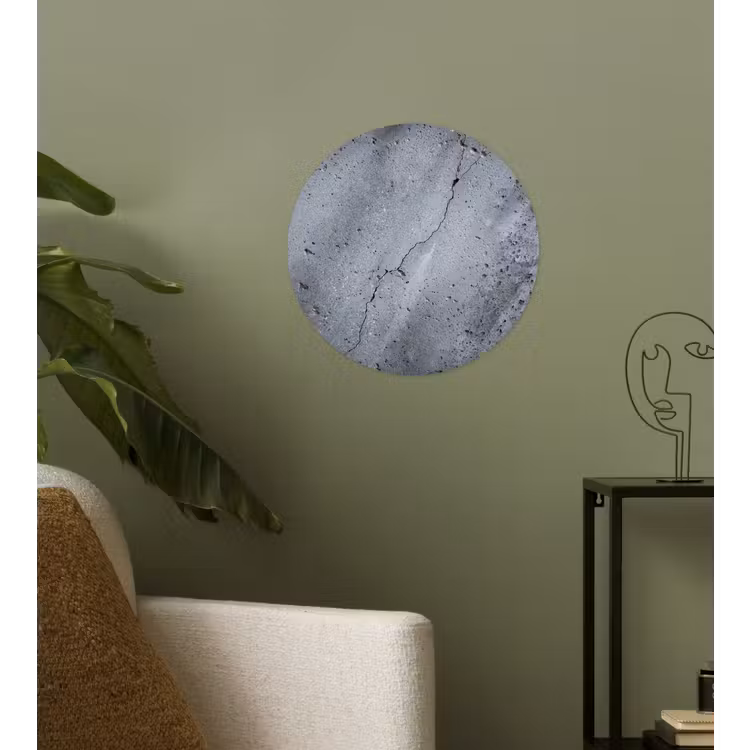 Beton - Grijs - Scheur Wandcirkel behangsticker klein -sfeer2
