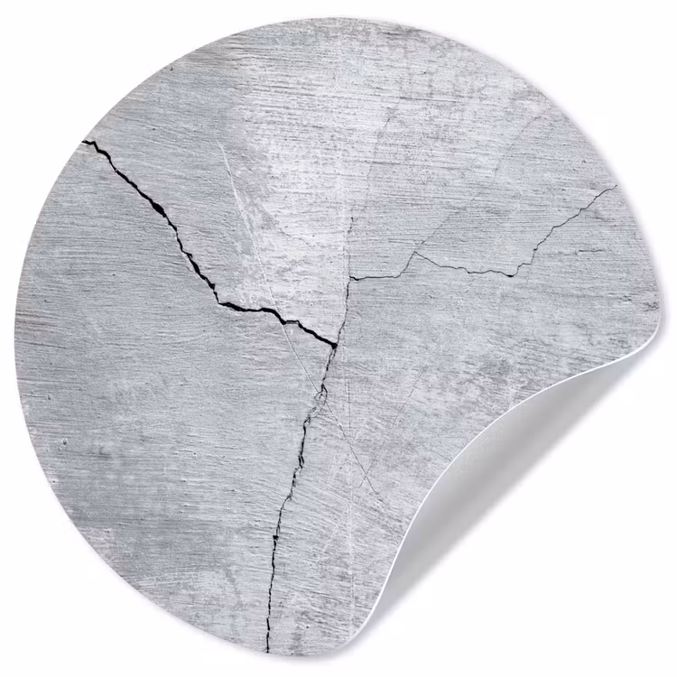 Beton - Scheur - Grijs Wandcirkel behangsticker klein -3d