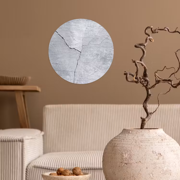 Beton - Scheur - Grijs Wandcirkel behangsticker klein -sfeer1