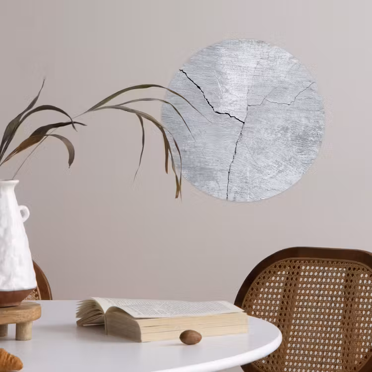 Beton - Scheur - Grijs Wandcirkel behangsticker klein -sfeer3
