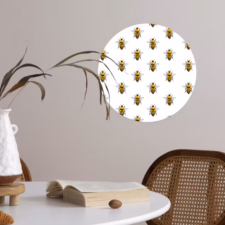 Bijen - Tijdloos - Wit Wandcirkel behangsticker klein 186 -sfeer3