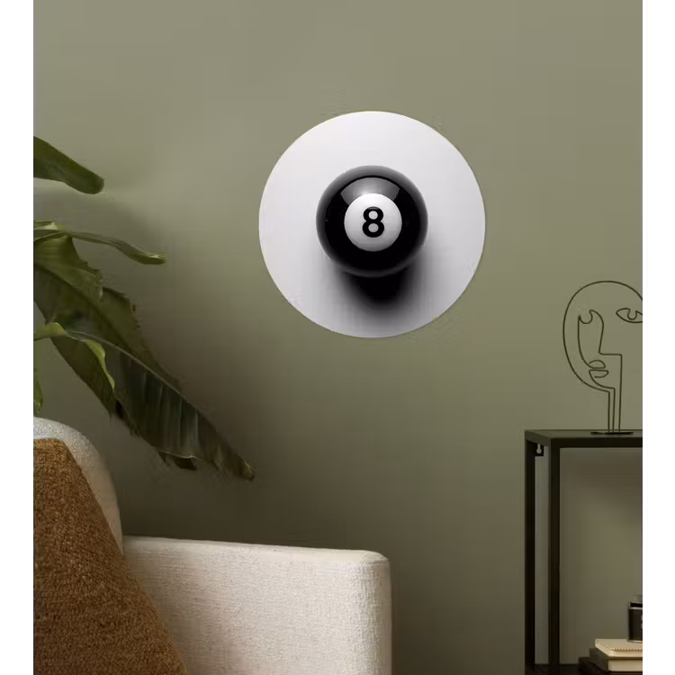 Biljartbal - Getal - Acht - Wit Wandcirkel behangsticker klein -sfeer2