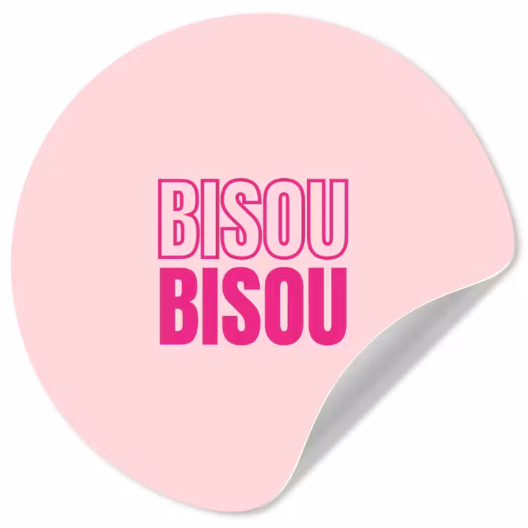 Bisou - Roze - Minimalistisch Wandcirkel behangsticker klein -3d