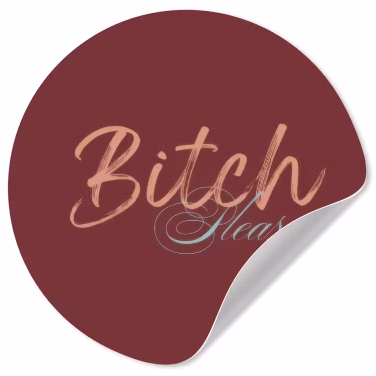 Bitch please - Rood - Blauw Wandcirkel behangsticker klein -3d