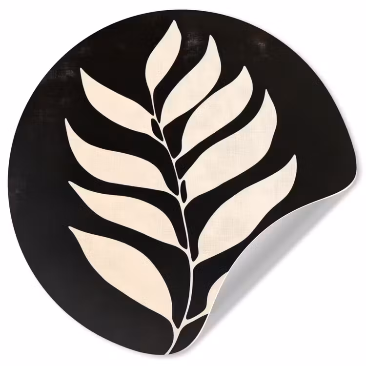 Blad - Wit - Minimalistisch Wandcirkel behangsticker klein -3d