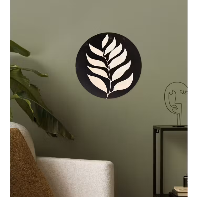 Blad - Wit - Minimalistisch Wandcirkel behangsticker klein -sfeer2