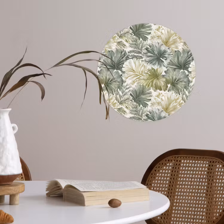 Bladeren - Botanisch - Groen Wandcirkel behangsticker klein 186 -sfeer3