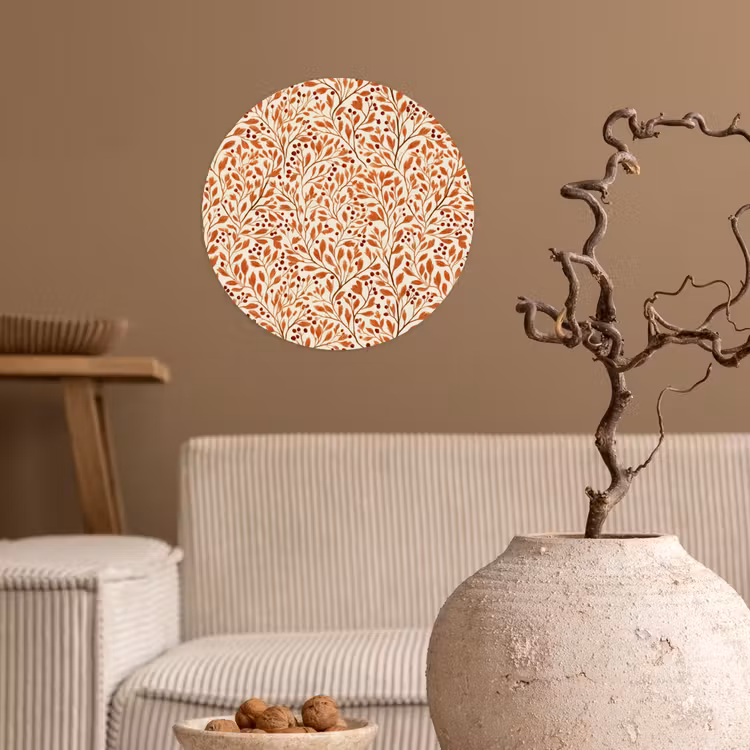 Bladeren - Botanisch - Terracotta Wandcirkel behangsticker klein 186 -sfeer1