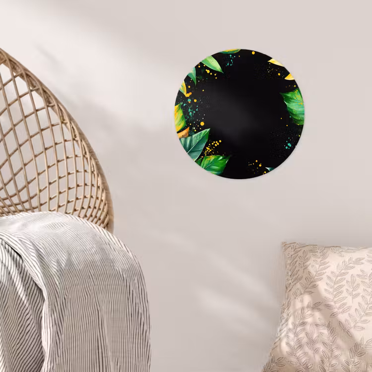 Bladeren - Groen - Geel - Verf - Jungle Wandcirkel behangsticker klein -sfeer4